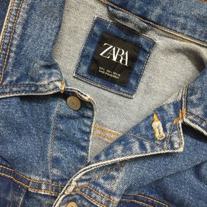 Zara Women Blue Solid Denim Jacket