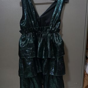 Green Deep Neck Dress