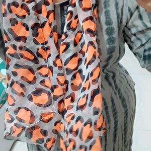 Animal Print Multi Purpose Orange Colour Stole/Sca