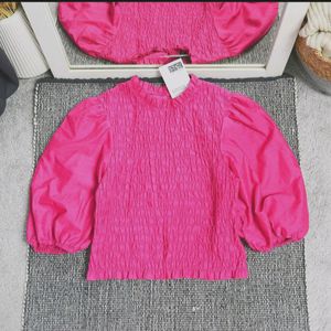 Smocked Fushcia Crop Top (S)