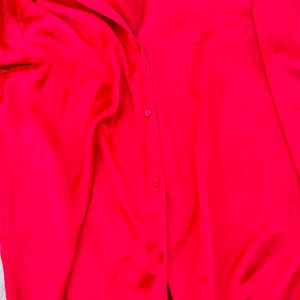 Pink Satin Shirt V Neck