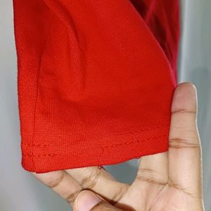 Red Bateu Neck 3/4th Sleeve Top