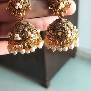 Combo Of Golden Earrings And Jhumka