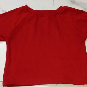 Chic Red Short Sleeve Crop Top -perfect for Summer