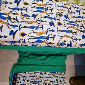 26. Handloom Sean Green Tribal Print Saree