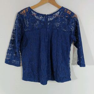 Navy Blue Lace Casual Top (Women)