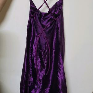 Price Drop!! Tie Back Satin Purple Slip Dress