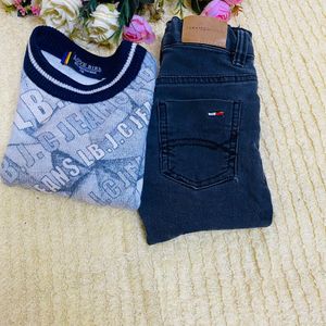 2 Pec Jeans Sweatshirt For Boyes