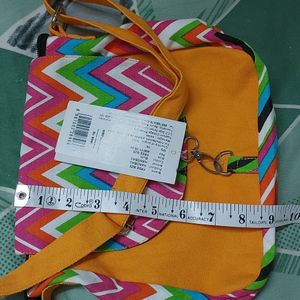 Unused Yellow and multicolor canvas boho sling bag