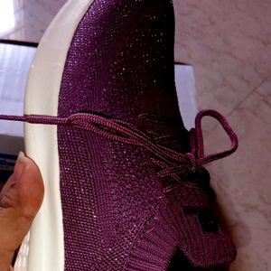 Sreeleathers Purple Laced Action Shoes For Women