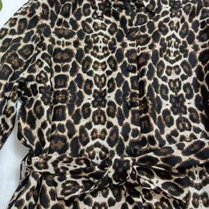 Animal Print Mini Shirt Dress