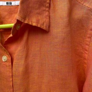 Uniqlo Formal Shirt For Women In Orange - Office Wear