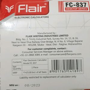 Flair FC-837 Desktop Series Calculator