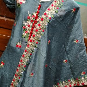 Beautiful Embroidery Long Dress With Dupatta