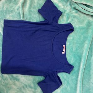 Cold Shoulder Crop Top - Ginger Royal Blue