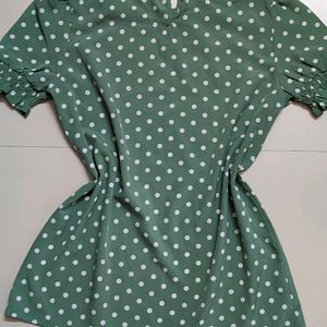 Green Polka Dot Boxy Top