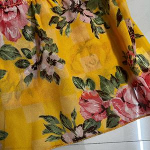 Floral Print Top - Mustard