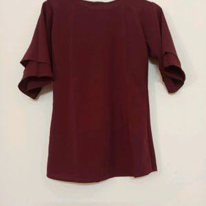 Maroon Double Flare Sleeves Top Nd Night Dress