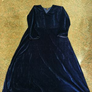 Velvet Navy Blue Dark Gown