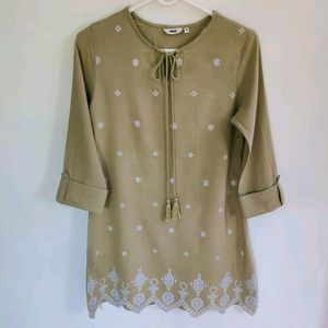 Embroidered Sage Green Tunic