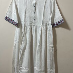 Pure White Embroidery Kurtha