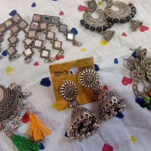 Combo Of Ethnic Silver Earrings