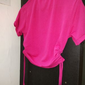 Cotton Stretchable Drawstring Crop Top 💗hot Pink