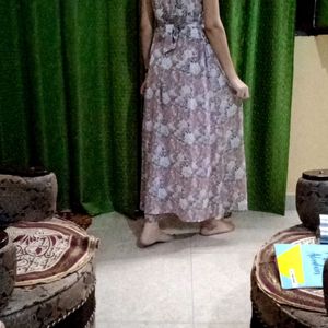 Western Floral Print Dress (Bottom And Long Gown )