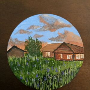 Unique Round Acrylic Painting- Set Of 4