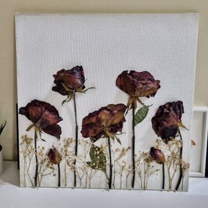 3D Real Rose Art on Canvas Board