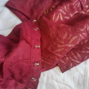 Maroon Coloured Heavy Work Sari