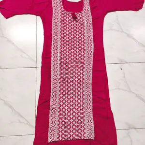 Combo Of Pink And White Coloured Chikonkari Kurti