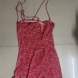 red floral dress