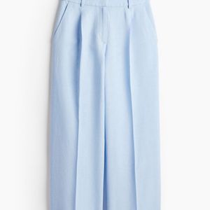 Powder Blue Linen Formal Pants From H&M