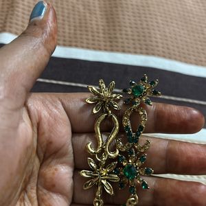 Beautiful Green And Golden Earrings