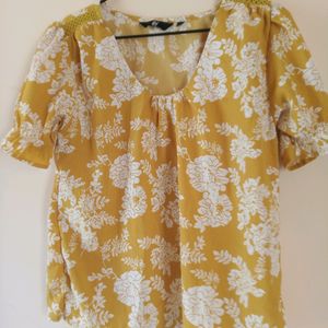 Mustard Printed Top