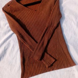 Brown Ribbed Sweater Top🪹🛍️