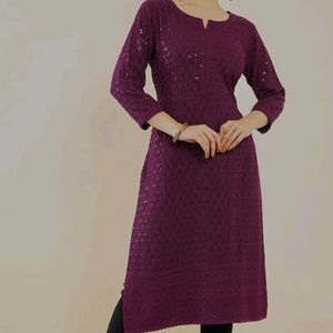 💜 Embroidered Burgundy Kurta