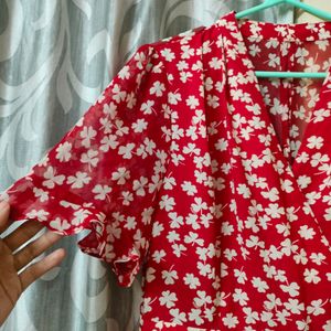 Red floral dress