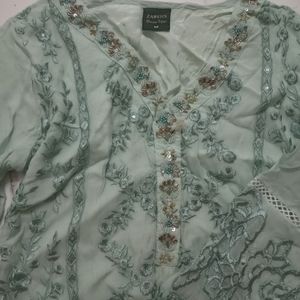 Stitched Pakistani Pastel Green Suit With Dupatta