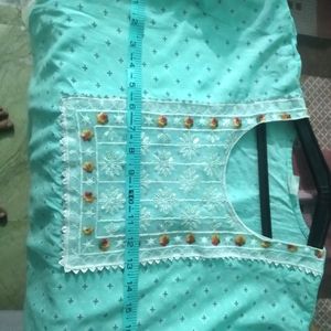 Sky Blue Kurti Set With Plazo