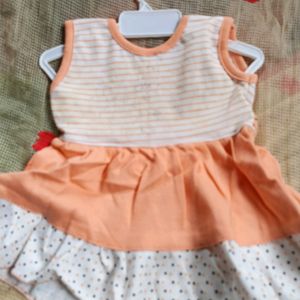 Baby Girl Cotton Dress With Pant Pink