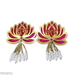 Lotus with SUBH LABH Pair HANGINGS for Home Decor,