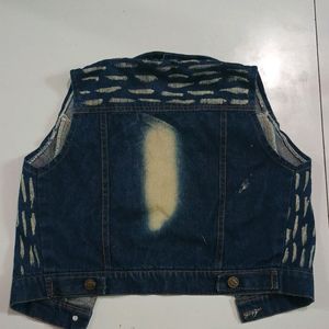 Navy Blue Sleeveless Jacket for Girls