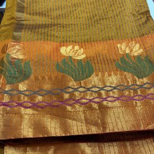 Mustard Yellow Art Silk Saree