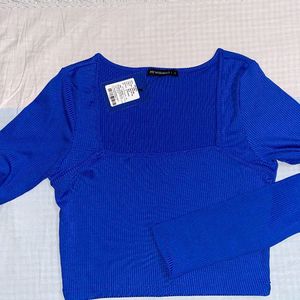 Blue And Brown Crop Top For Women