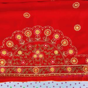 Deep Red Colour Saree