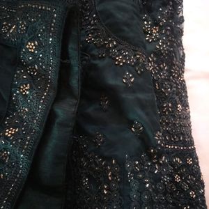 teal wedding lehenga