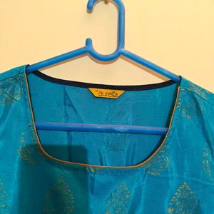 Sleeveless Festive Blue Kurta