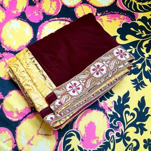 Purple Coloured Velvet Saree